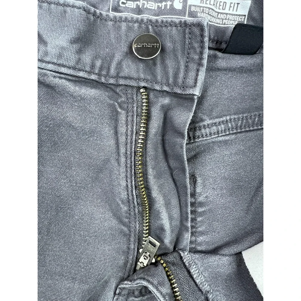Carhartt Mens 30x30 Gray Rugged Flex Relaxed Fit Canvas Carpenter Pants BN2517-M